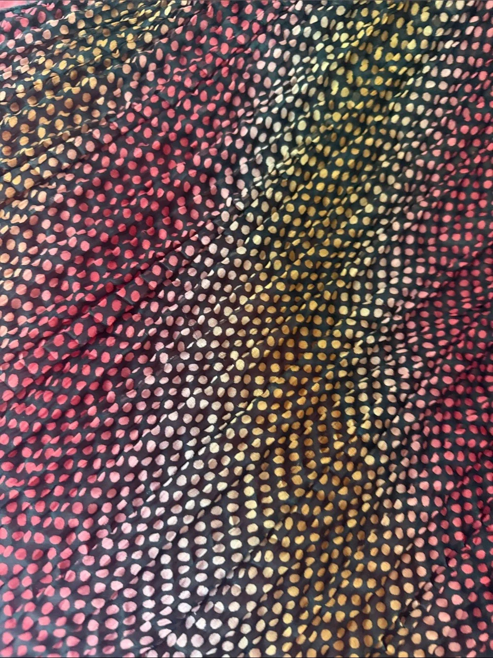 VTG Y2K Avant-Garde Mixed Print Plissé Micro-Pleated Asymmetric Statement Scarf